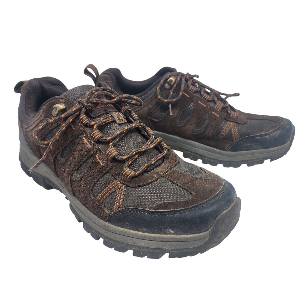 Denali Mens Brown Leather Hiking Shoes Low Top Trail Sneakers Size 10
